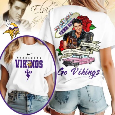 Minnesota Vikings | Premium NFL Elvis Presley Rose Women Shirt
