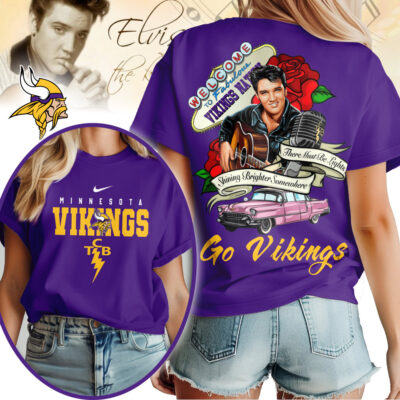Minnesota Vikings | Premium NFL Elvis Presley Rose Women Shirt