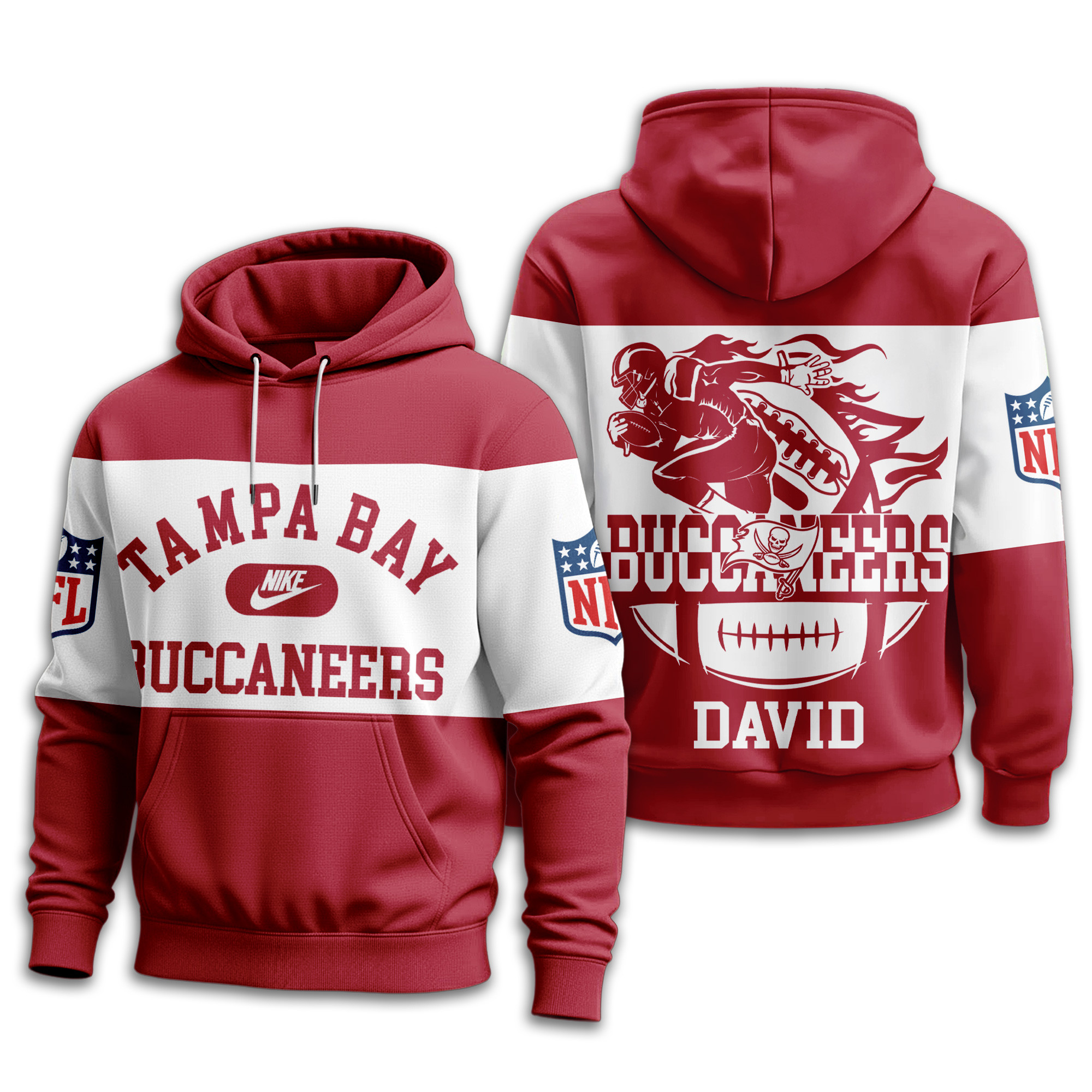 Tampa Bay Buccaneers | Premium NFL Touchdown Spirit Personalized Hoodie - Image 2
