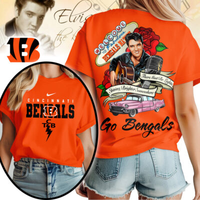 Cincinnati Bengals | Premium NFL Elvis Presley Rose Women Shirt
