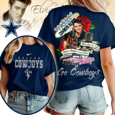 Dallas Cowboys | Premium NFL Elvis Presley Rose Women Shirt