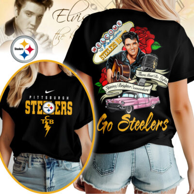 Pittsburgh Steelers | Premium NFL Elvis Presley Rose Women Shirt