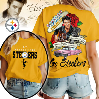 Pittsburgh Steelers | Premium NFL Elvis Presley Rose Women Shirt