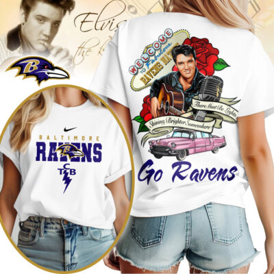Baltimore Ravens | Premium NFL Elvis Presley Rose Women Shirt