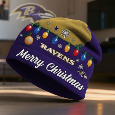 Baltimore Ravens | Premium NFL Christmas Beanie Hat