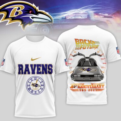 Baltimore Ravens | Premium NFL Back To The Future 40th Anniversary 3D Shirt