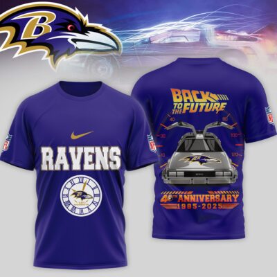 Baltimore Ravens | Premium NFL Back To The Future 40th Anniversary 3D Shirt