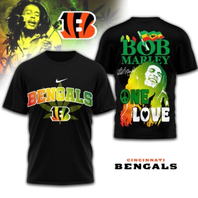 Cincinnati Bengals | Premium NFL Bob Marley One Love 3D Shirt - S
