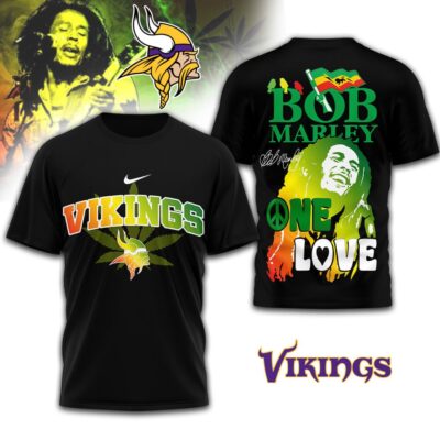 Minnesota Vikings | Premium NFL Bob Marley One Love 3D Shirt