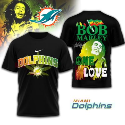 Miami Dolphins | Premium NFL Bob Marley One Love 3D Shirt - L