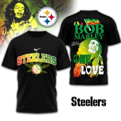 Pittsburgh Steelers | Premium NFL Bob Marley One Love 3D Shirt - L