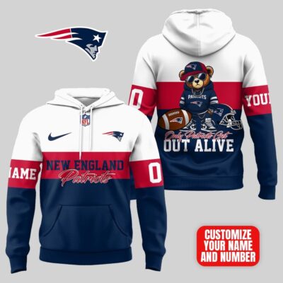 New England Patriots | Premium NFL Customizable Teddy Bear Hoodie - 4XL