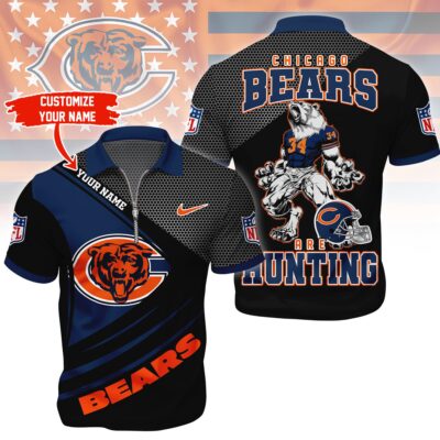 Chicago Bears | Premium NFL Game Day Polo With Zipper Shirt - 3XL