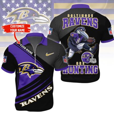 Baltimore Ravens | Premium NFL Game Day Polo With Zipper Shirt