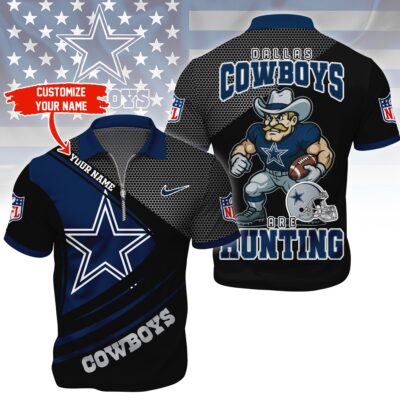 Dallas Cowboys | Premium NFL Game Day Polo With Zipper Shirt - 4XL