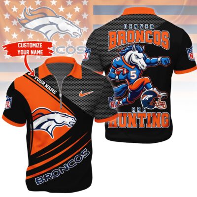 Denver Broncos | Premium NFL Game Day Polo With Zipper Shirt - M