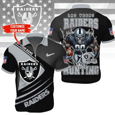 Las Vegas Raiders | Premium NFL Game Day Polo With Zipper Shirt