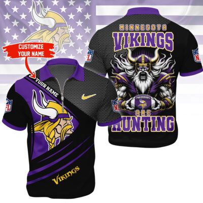 Minnesota Vikings | Premium NFL Game Day Polo With Zipper Shirt