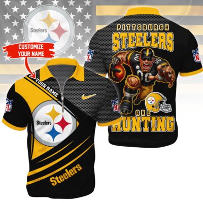 Pittsburgh Steelers | Premium NFL Game Day Polo With Zipper Shirt - L