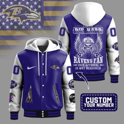 Baltimore Ravens | Premium NFL Die Hard Fan Hooded Baseball Jacket
