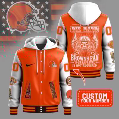 Cleveland Browns | Premium NFL Die Hard Fan Hooded Baseball Jacket - L