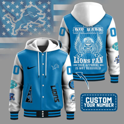Detroit Lions | Premium NFL Die Hard Fan Hooded Baseball Jacket - XL