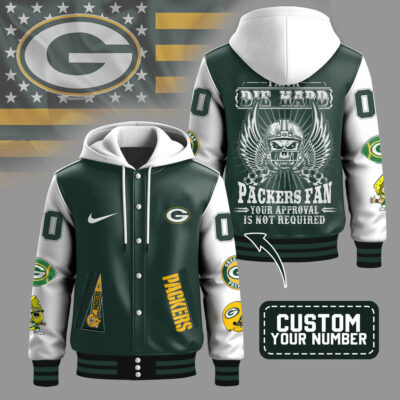 Green Bay Packers | Premium NFL Die Hard Fan Hooded Baseball Jacket - 2XL