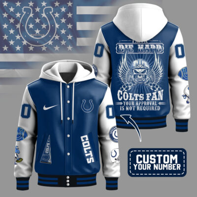 Indianapolis Colts | Premium NFL Die Hard Fan Hooded Baseball Jacket - 5XL
