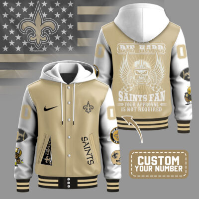 New Orleans Saints | Premium NFL Die Hard Fan Hooded Baseball Jacket