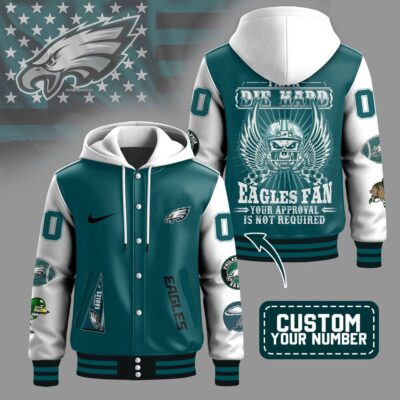 Philadelphia Eagles | Premium NFL Die Hard Fan Hooded Baseball Jacket