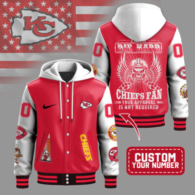 Kansas City Chiefs | Premium NFL Die Hard Fan Hooded Baseball Jacket - L