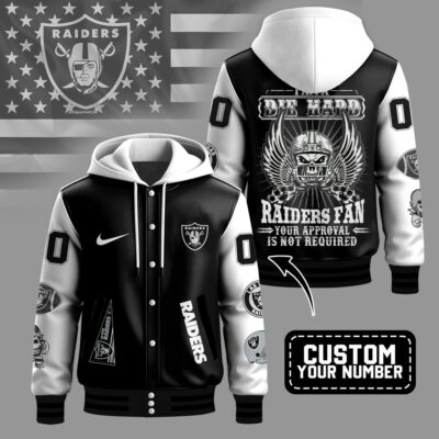 Las Vegas Raiders | Premium NFL Die Hard Fan Hooded Baseball Jacket