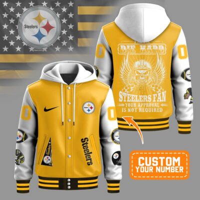 Pittsburgh Steelers | Premium NFL Die Hard Fan Hooded Baseball Jacket - M