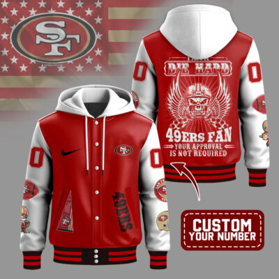 San Francisco 49ers | Premium NFL Die Hard Fan Hooded Baseball Jacket - 5XL