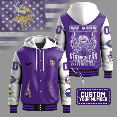 Minnesota Vikings | Premium NFL Die Hard Fan Hooded Baseball Jacket