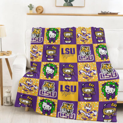 LSU Tigers | Premium NCAA Hello Kitty Cozy Fleece Blanket