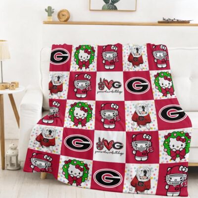 Georgia Bulldogs | Premium NCAA Hello Kitty Cozy Fleece Blanket