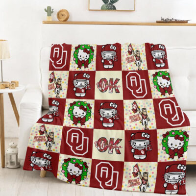 Oklahoma Sooners | Premium NCAA Hello Kitty Cozy Fleece Blanket
