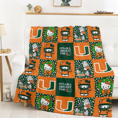 Miami Hurricanes | Premium NCAA Hello Kitty Cozy Fleece Blanket