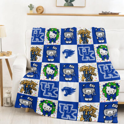 Kentucky Wildcats | Premium NCAA Hello Kitty Cozy Fleece Blanket - 60 × 79 in