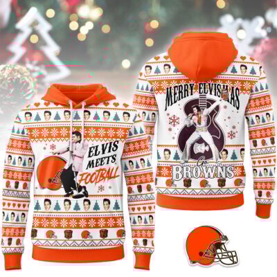 Cleveland Browns | Premium NFL Elvis Presley Christmas Hoodie