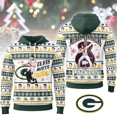 Green Bay Packers | Premium NFL Elvis Presley Christmas Hoodie