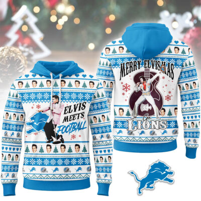 Detroit Lions | Premium NFL Elvis Presley Christmas Hoodie
