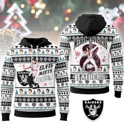 Las Vegas Raiders | Premium NFL Elvis Presley Christmas Hoodie