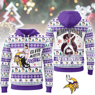 Minnesota Vikings | Premium NFL Elvis Presley Christmas Hoodie