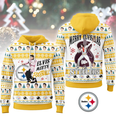 Pittsburgh Steelers | Premium NFL Elvis Presley Christmas Hoodie - 5XL