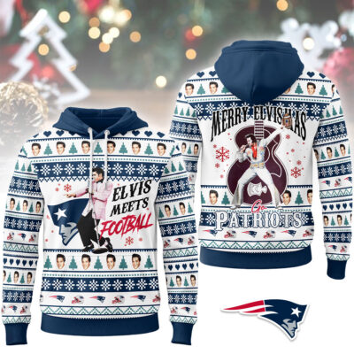 New England Patriots | Premium NFL Elvis Presley Christmas Hoodie