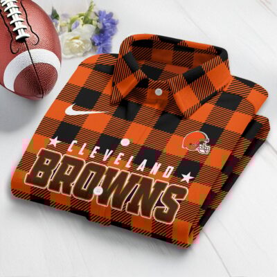 Cleveland Browns | Premium NFL Check Long-sleeve Casual Shirt