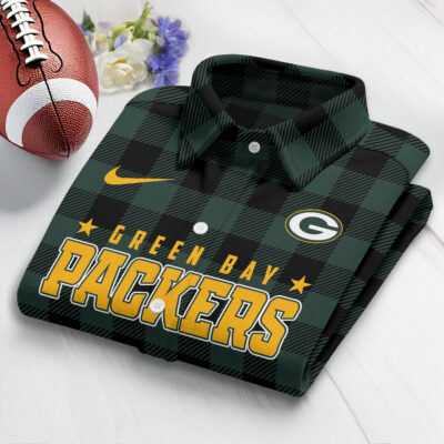 Green Bay Packers | Premium NFL Check Long-sleeve Casual Shirt - 6XL