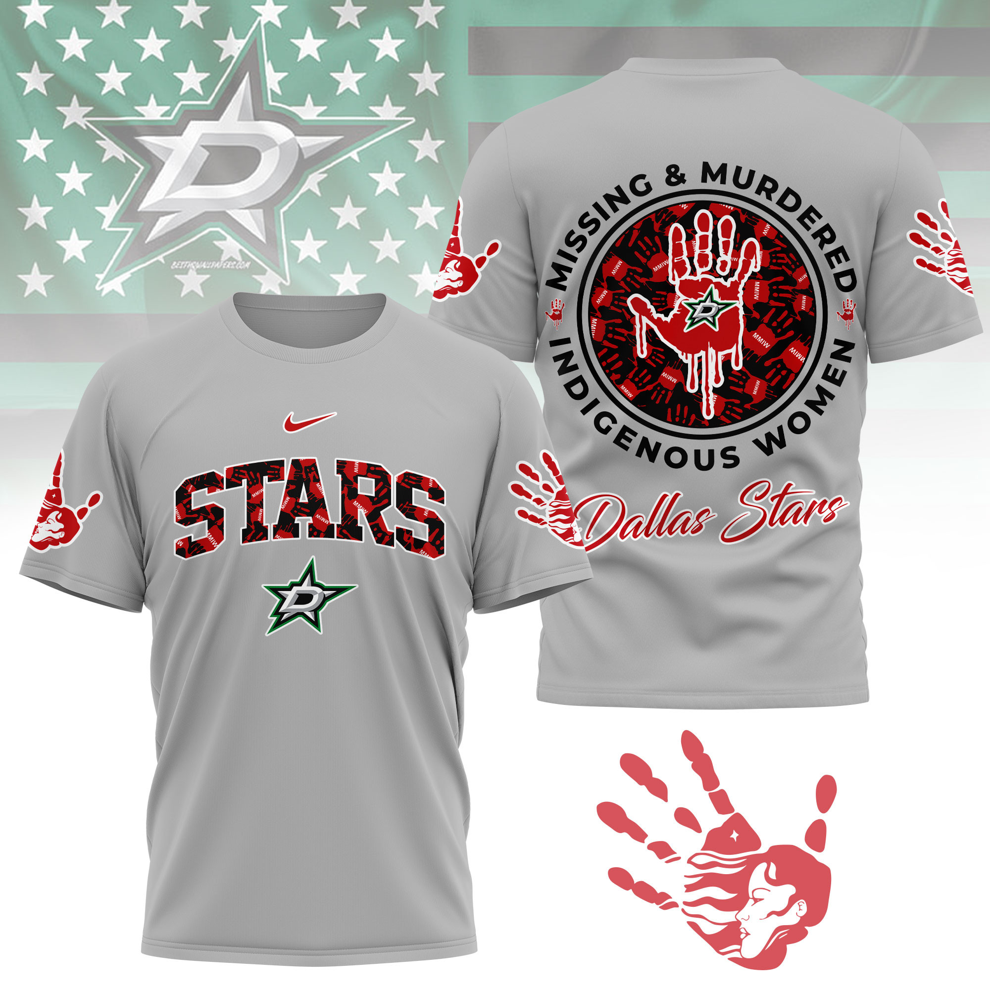 Dallas Stars | Premium NHL MMIW Awareness 3D Shirt - Image 3
